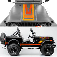 Vintage Stripes Hood Side Vinyl Stickers Decals Kit 2 for Jeep Renegade CJ7 2