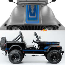 Vintage Stripes Hood Side Vinyl Stickers Decals Kit for Jeep Renegade CJ7 2