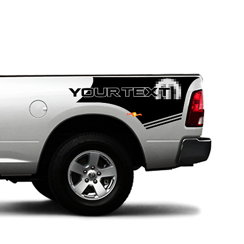 Mopar Style Custom Text Bedside Vinyl Decal Kit for Dodge Ram