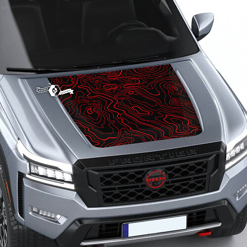 Nissan Frontier 2024 Pro-4x Hood Decal Vinyl Topographic Map Contour Lines Blackout Graphic Decals Sticker