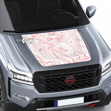 Nissan Frontier 2024 Pro-4x Hood Decal Vinyl Topographic Map Contour Lines Blackout Graphic Decals Sticker 3