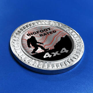 3D Badge Bigfoot Rated Mountains Topographic lines Metal Aluminum Emblem 1