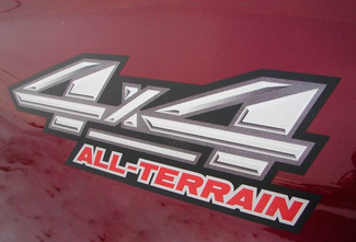 Custom 4x4 All-Terrain Truck ATV 4wd Badge Decal Emblem Pair