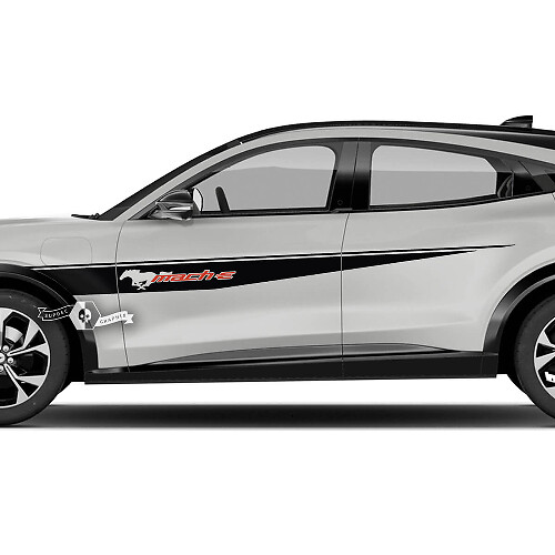 Front Fender Top Line Stripes Side Door Logo Decals 2 Colors Pair for Ford Mustang Mach-E