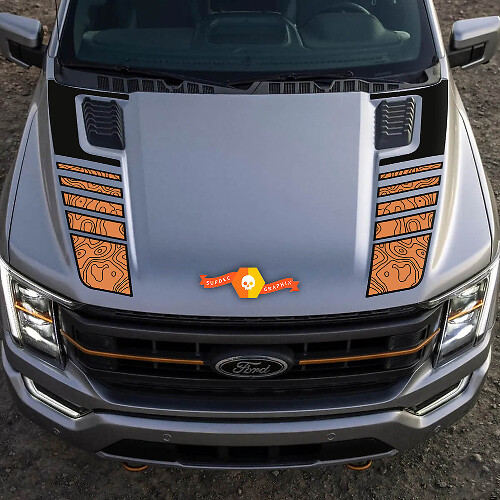 Hood Topographic Map Graphics Decals 2 Colors for Musclecar truck Tremor