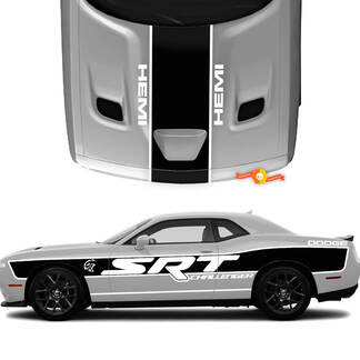 SRT Hemi Dodge Challenger Hellcat Side and Hood Decals Vinyl Graphics
