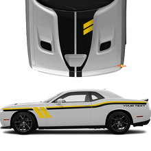 Dual Side and Hood Stripes with Custom Text Vinyl Decals Kit for Dodge Challenger_2