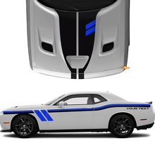 Dual Side and Hood Stripes with Custom Text Vinyl Decals Kit for Dodge Challenger_3