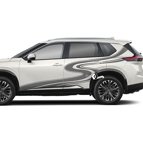 Pair Nissan Rogue Side Door Rear Fender Stripes Winding Road Sticker Decal Vinyl Graphic 1