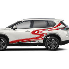 Pair Nissan Rogue Side Door Rear Fender Stripes Winding Road Sticker Decal Vinyl Graphic 2