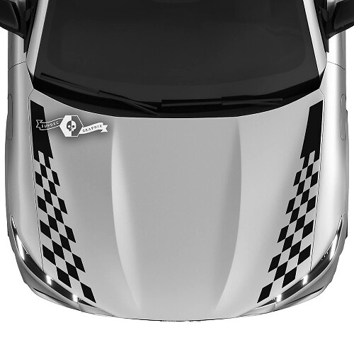 Hood Checkered Stripe Decals 2x for Ford Mustang Mach-E