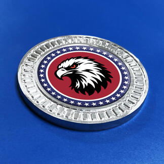 3D Badge US USA Bald Eagle Stars Metal Aluminum Emblem