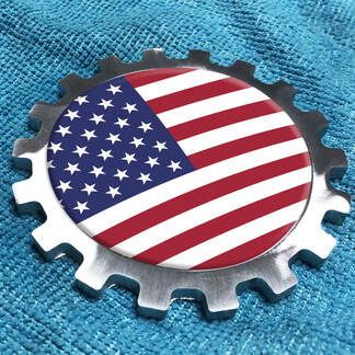 USA US Flag Metal Aluminum Badge Bedside Gear Emblem Aluminium