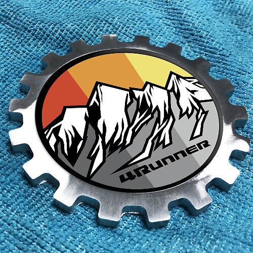 Toyota 4Runner Grey Mountains Vintage Metal Aluminum Badge Bedside Gear Emblem Aluminium