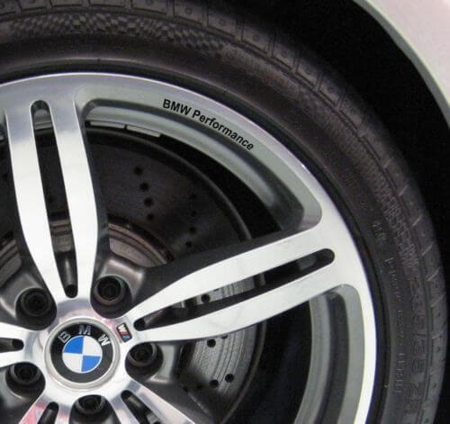 BMW Performance Wheel Rim Vinyl Decal Set for BMW Cars