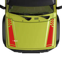 Flag Checkered Rasing Hood Stripe Decal Sticker Graphics 2 For Suzuki JIMNY 2