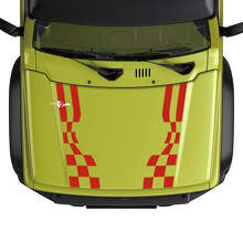 Flag Checkered Rasing Hood Stripe Decal Sticker Graphics For Suzuki JIMNY 2