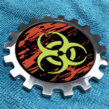 Biohazard Distressed Logo Metal Aluminum Badge Bedside Gear Emblem Aluminium 3