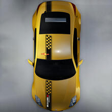 Nissan Skyline GTR R35 Nismo Inspired R Hood Roof Trunk Checkered Stripe Sticker Decal Kit  2