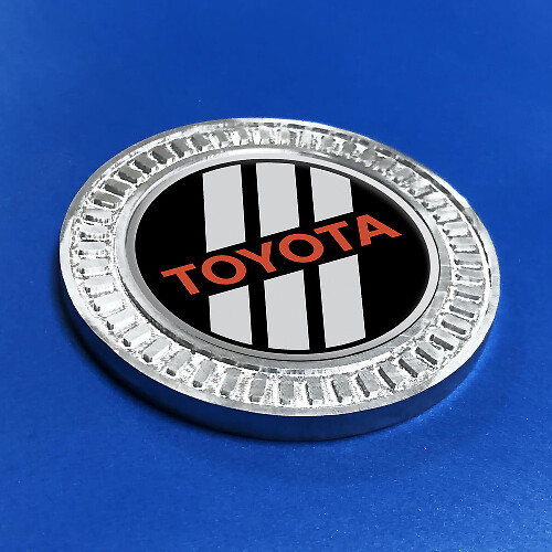 3D Badge Toyota Grey and Red TRD Retro Heritage Racing Stripes Metal Aluminum Emblem