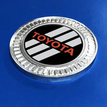 3D Badge Toyota Grey and Red TRD Retro Heritage Racing Stripes Metal Aluminum Emblem 2