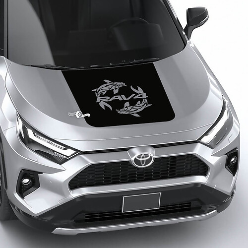 Koi Carp & Rav4 Logo Hood Vinyl Decal Sticker for Toyota RAV4