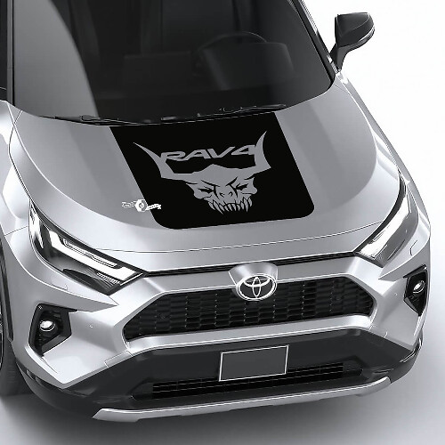 Horned Skull Hood Vinyl Decal Sticker for Toyota RAV4_1
