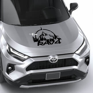 Compass with Mountains Trees RAV4 Hood Vinyl Decal Graphic Sticker fit to Toyota RAV4