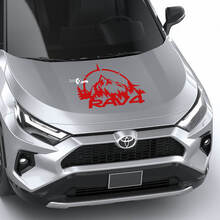 Compass with Mountains Trees RAV4 Hood Vinyl Decal Graphic Sticker fit to Toyota RAV4 2