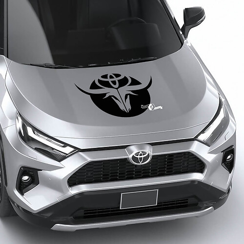Bull Skull and Toyota Logo Hood Vinyl Decal Sticker for Toyota RAV4