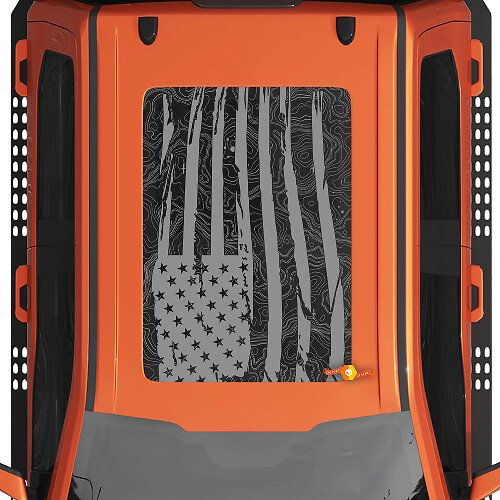 Roof Window American flag with Topographic Map Graphics fit to Ford F150 Raptor Vinyl Sticker Decal kit stripes
