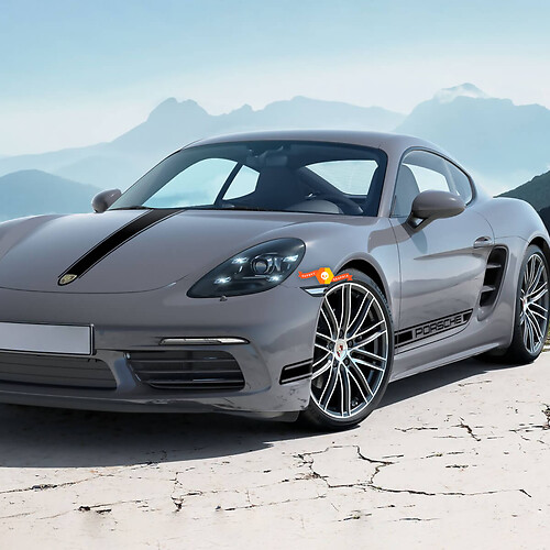 Hood and Side stripes Graphics fit to Porsche 718 Cayman Sticker Decal
