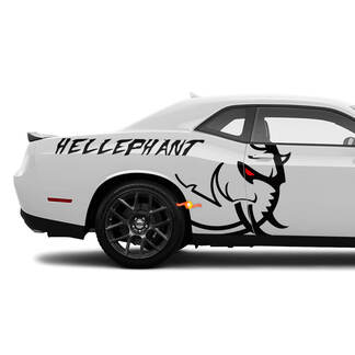 Dodge Challenger or Charger Hellelephant Red Eye logo Side Decals Vinyl Graphics