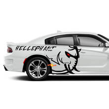 Dodge Challenger or Charger Hellelephant Red Eye logo Side Stickers Decals Vinyl Graphics 2