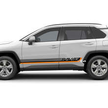 Side Racing Logo Stripes Vinyl Decal Graphic Sticker For Toyota RAV4 3