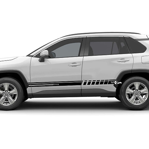 Side Racing Checkered Stripes Vinyl Decal Graphic Sticker For Toyota RAV4