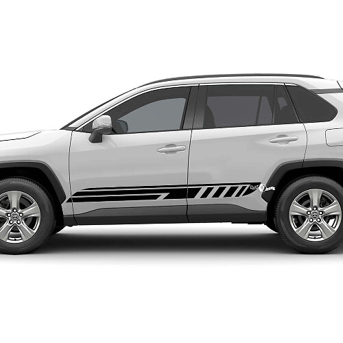 Side Racing Checkered Stripes Vinyl Decal Graphic Sticker 2 For Toyota RAV4