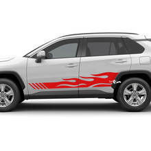 Side Racing Flame stripes Graphic Vinyl Decal Graphic Sticker fit to Toyota RAV4 2