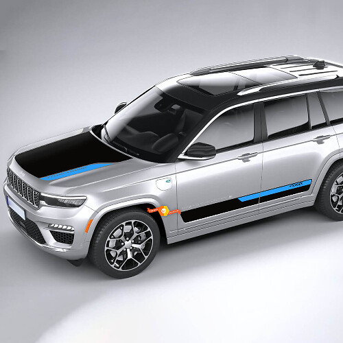 4XE Custom Text Kit Side Door and Hood Vinyl Stickers Decals for Jeep Grand Cherokee 4XE eTorque Torqueflite 4xe