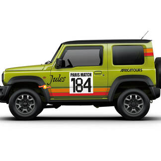 2X Suzuki JIMNY 4WD Vintage Color Four  Color Stripes Side Doors decal sticker graphics Custom number