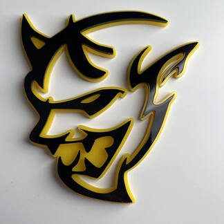 Custom 3D Badge Demon Dodge Charger Challenger logo Fender Badges Emblem Yellow vs Black