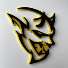 Custom 3D Badge Demon Dodge Charger Challenger logo Fender Badges Emblem Yellow vs Black 2