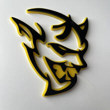 Custom 3D Badge Demon Dodge Charger Challenger logo Fender Badges Emblem Yellow vs Black 7