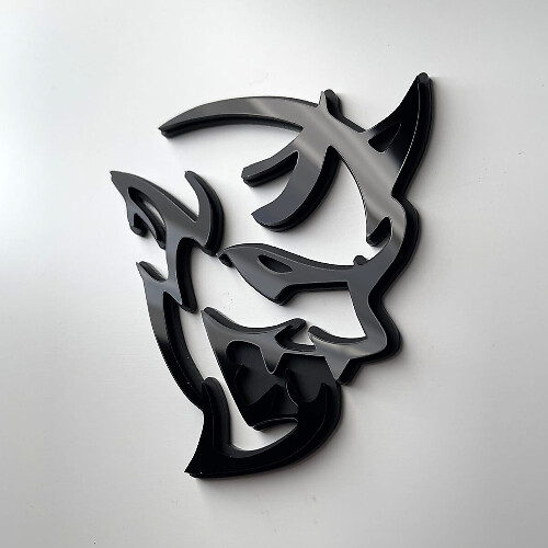 Custom 3D Badge Demon Dodge Charger Challenger logo Fender Badges Emblem Black vs Black