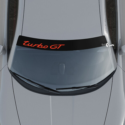 Porsche Turbo GT Logo Windshield with Background Stripes Kit Decal Sticker