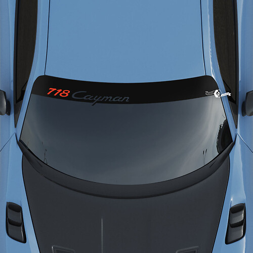 Porsche 718 Cayman Logo Windshield with Background Stripes Kit Decal Sticker 1