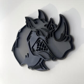 Custom 3D Badge Rhino Angry Black and Grey logo Fender Badges Emblem 1