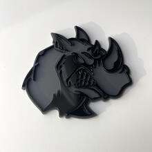 Custom 3D Badge Rhino Angry Black and Grey logo Fender Badges Emblem 2