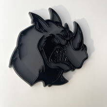 Custom 3D Badge Rhino Angry Black and Grey logo Fender Badges Emblem 4