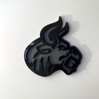 Custom 3D Badge Bull Angry logo Fender Badges Emblem Grey and Black 1